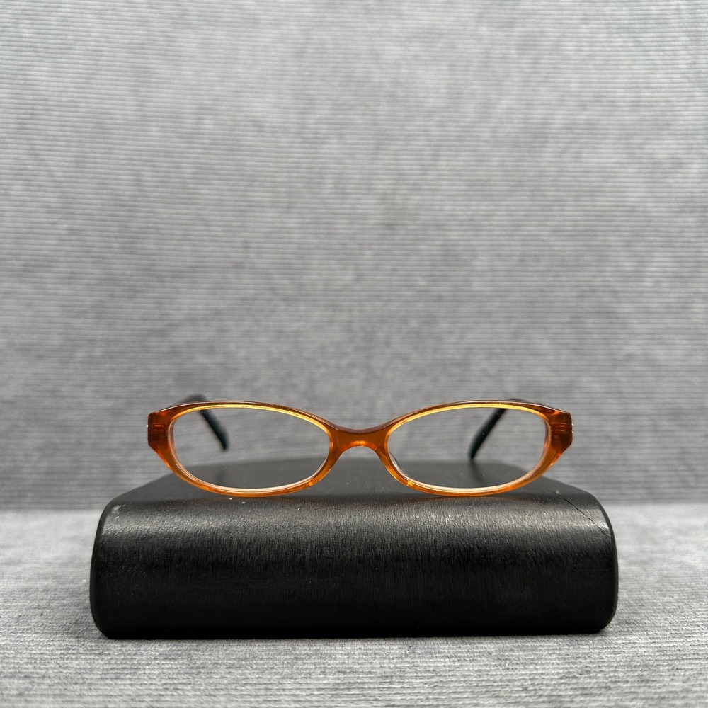 Geoffrey Beene Opulence BRN Eyeglass Frames Amber Black Scroll Rhinestone Y2k